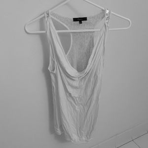 EXPRESS COWL NECK SLOUCHY TANK, SEQUIN BACK, SMALL